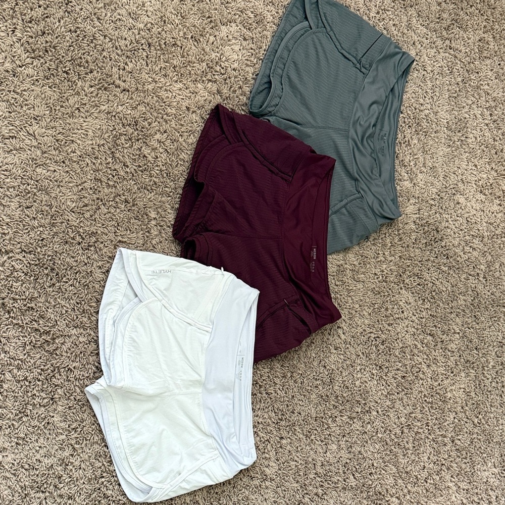 Hylete Women's Athletic Shorts Set - White, Burgundy, Gray Size M